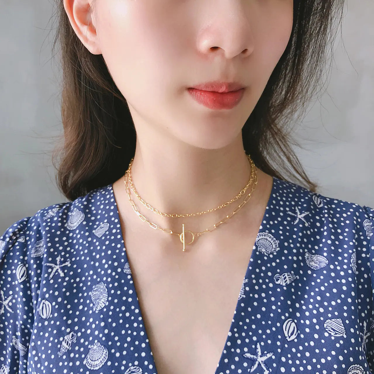 925 Sterling Silver Double Layer Short Necklace