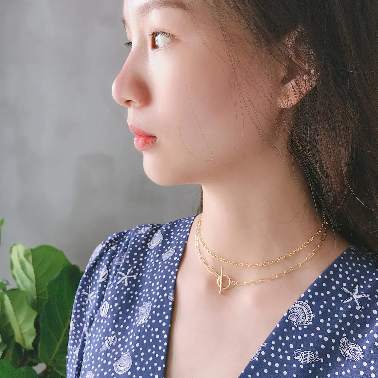 925 Sterling Silver Double Layer Short Necklace