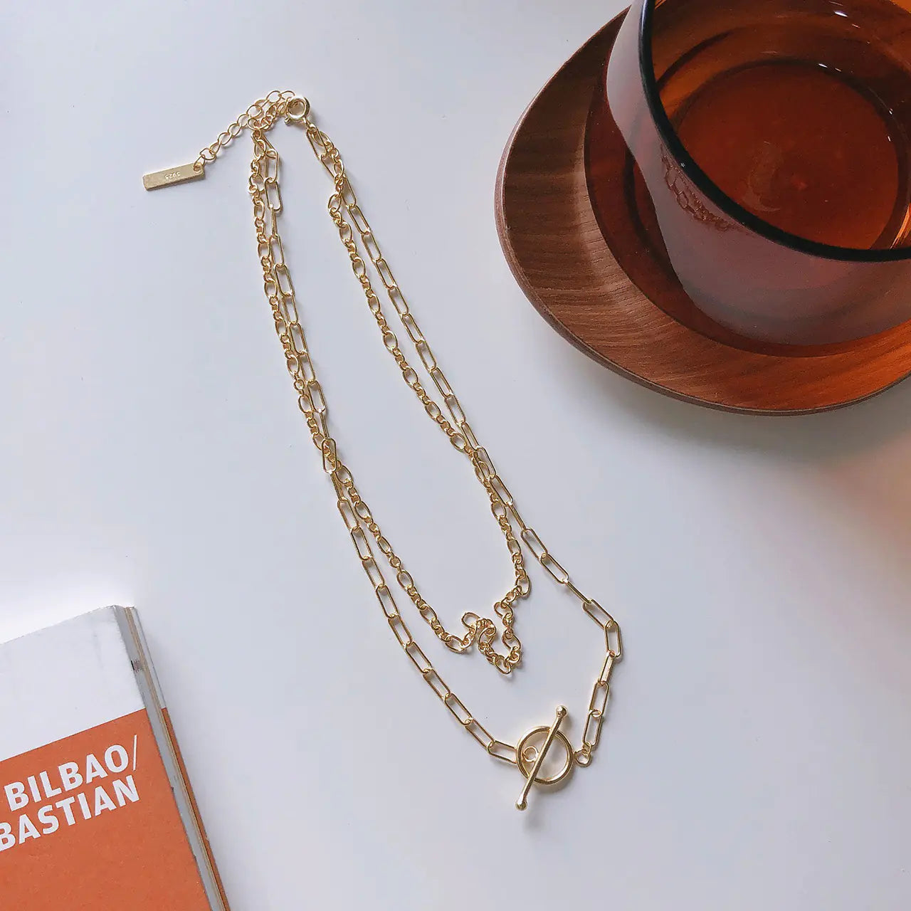 925 Sterling Silver Double Layer Short Necklace