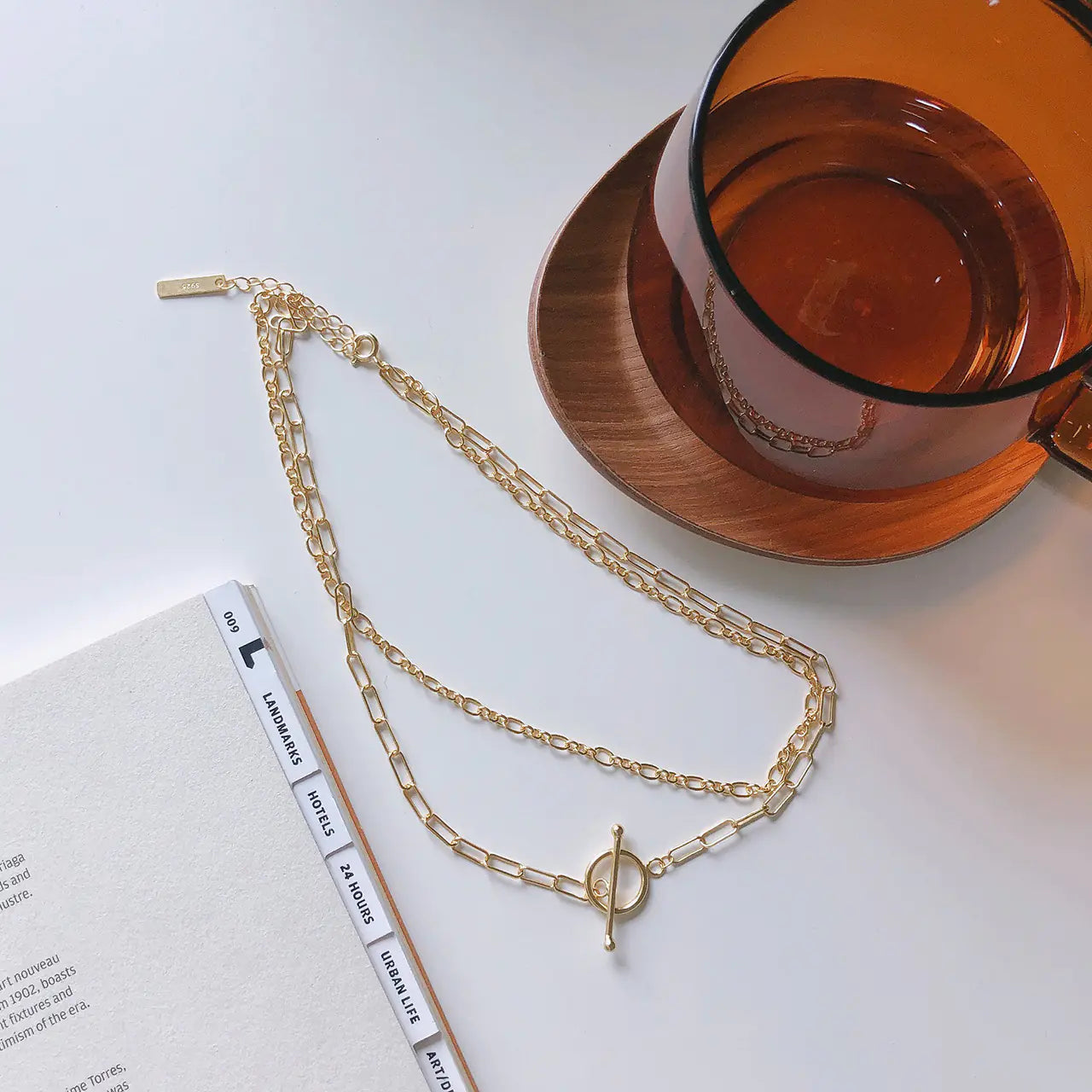 925 Sterling Silver Double Layer Short Necklace