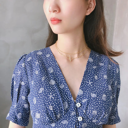 925 Sterling Silver Double Layer Short Necklace